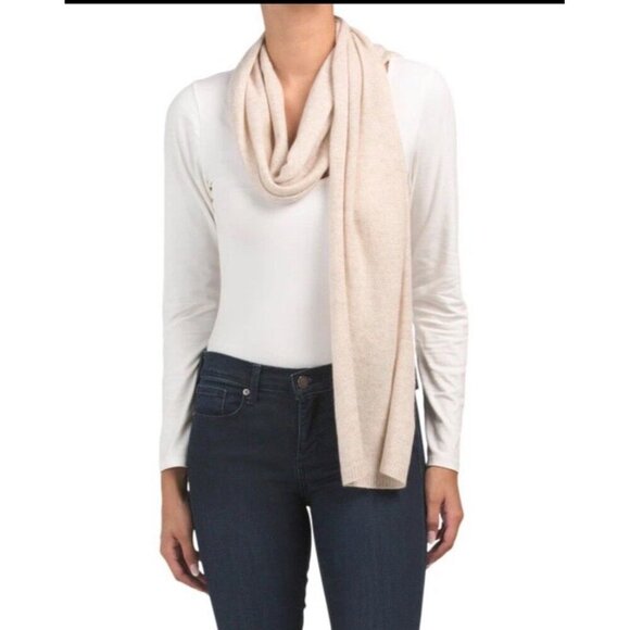 HANNAH ROSE Beige 100% Cashmere Essential Scarf 11" x 76” - Picture 1 of 6